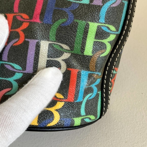 Dooney & Bourke Vintage DB Multi-Color Logo Rainbow Zipper Hobo Bag LIKE NEW - Picture 11 of 14